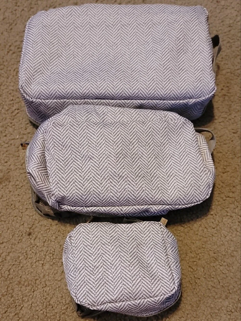 Itzy Ritzy Women’s Travel Organizer Pouch Set - Tan And White